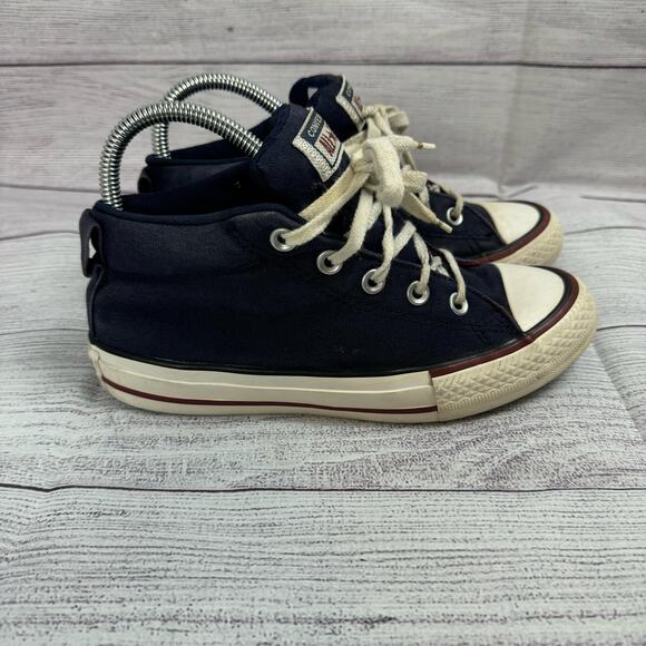 Converse All Stars Dark Blue Mid Cut Sneakers Junior Size 4 - Picture 4 of 10